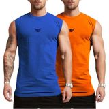 Genius Store Erkek Nem Emici Hızlı Kuruma Atletik Teknik Performans Sporcu Sıfır Kol T - shirt Mg - atlet2 mavi-turuncu
