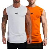 Genius Store Erkek Nem Emici Hızlı Kuruma Atletik Teknik Performans Sporcu Sıfır Kol T-Shirt Mg-Atlet7 - Beyaz - Turuncu