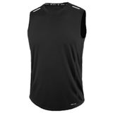 GENIUS STORE Erkek Nem Emici Hızlı Kuruma Atletik Teknik Performans Sporcu Sıfır Kol T-shirt (SİYAH, L)