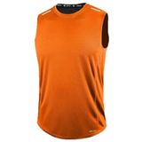 GENIUS STORE Erkek Nem Emici Hızlı Kuruma Atletik Teknik Performans Sporcu Sıfır Kol T-shirt (TURUNCU, M)