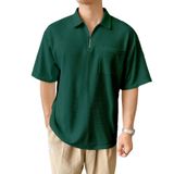 GENIUS STORE Erkek Oversize Polo Yaka Waffle T-Shirt FERMUARLI (NEFTİ, S)