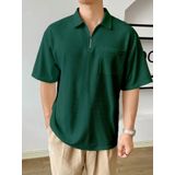 GENIUS STORE Erkek Oversize Polo Yaka Waffle T-Shirt FERMUARLI (NEFTİ, XL)