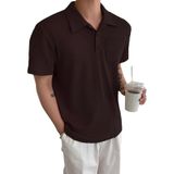 GENIUS STORE Erkek Oversize Polo Yaka Waffle T-Shirt (KAHVERENGİ, S)