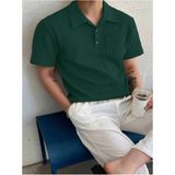 Genius Store Erkek Oversize Polo Yaka Waffle T-Shirt Poloyaka-Düğmeli - Nefti