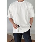 GENIUS STORE Erkek Oversize Tişört Pamuk Kumaş Bisiklet Yaka Rahat Kalıp T-shirt