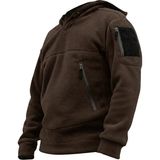 Genıus Store Erkek Polar Outdoor Kapşonlu Kombat Tactical Cepli Polar - Kahverengi