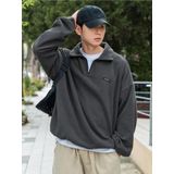 Genius Store Erkek Polar Oversize Sweatshirt Polar Sweatshirt Füme S