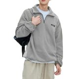 GENIUS STORE Erkek Polar Oversize Sweatshirt Polar Sweatshirt OVERSIZE-POLAR (GRİ, XL)