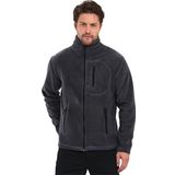 Genius Store Erkek Polar Tam Fermuarlı 3 Cepli Outdoor Polar Ceket Tactical Flecee Polar-Gns Koyu Füme Xl