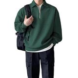 GENIUS STORE Erkek Polo Yaka Oversize Sweatshirt Yarım Fermuar Sweatshirt OVERSIZE-SWEATSHIRT (NEFTİ, S)