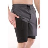 Genius Store Erkek Running Hızlı Kuruma Micropoly Antrenman Halısaha Fitness Kısa Taytlı Outdoor Şort - Füme