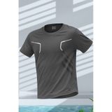 Genius Store Erkek Spor Tişört Antreman Gym Polyester Erkek Sporcu T-shirt Şeritli-tişört Füme