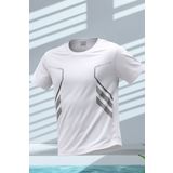 GENIUS STORE Erkek Spor Tişört Antreman Gym Polyester Erkek Sporcu T-shirt ŞERİTLİ-TİŞÖRT