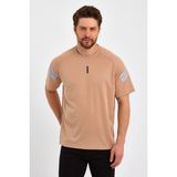 Genıus Store Erkek Spor Tişört Baskılı Fitness, Antrenman Fit - Bej