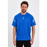 Genius Store Erkek Spor Tişört Baskılı Fitness, Antrenman Fit T-Shirt Mavi 2Xl