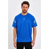 Genius Store Erkek Spor Tişört Baskılı Fitness, Antrenman Fit T-Shirt Mavi Xl