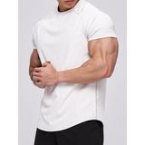 Genius Store Erkek Spor Tişört Running Sports Gym Reglan Oval Kesim Penye T-Shirt Ovalt-Shirt - 2XL - Beyaz