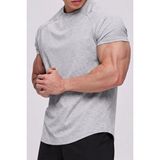 Genius Store Erkek Spor Tişört Running Sports Gym Reglan Oval Kesim Penye T-Shirt Ovalt-Shirt - 2XL - Gri Melanj