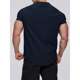 Genius Store Erkek Spor Tişört Running Sports Gym Reglan Oval Kesim Penye T-Shirt Ovalt-Shirt - 2XL - Lacivert
