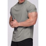 Genius Store Erkek Spor Tişört Running Sports Gym Reglan Oval Kesim Penye T-Shirt Ovalt-Shirt - XL - Gri