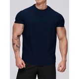 Genius Store Erkek Spor Tişört Running Sports Gym Reglan Oval Kesim Penye T-Shirt Ovalt-Shirt - XL - Lacivert