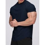 Genius Store Erkek Spor Tişört Running Sports Gym Reglan Oval Kesim Penye T-Shirt Ovalt-Shirt - XL - Siyah