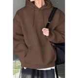 Genius Store Erkek Sweatshirt Kanguru Cepli Içi Polarlı 3 Iplik Kapüşonlu Oversize sweatshirt Kanguru-Sweatshırt - Kahverengi - 2XL