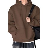 Genius Store Erkek Sweatshirt Kanguru Cepli Içi Polarlı 3 Iplik Kapüşonlu Oversize sweatshirt Kanguru-Sweatshırt - Kahverengi - M