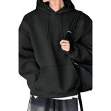 Genius Store Erkek Sweatshirt Kanguru Cepli Içi Polarlı 3 Iplik Kapüşonlu Oversize sweatshirt Kanguru-Sweatshırt - Siyah - M