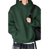 Genius Store Erkek Sweatshirt Kanguru Cepli Içi Polarlı 3 Iplik Kapüşonlu Oversize sweatshirt Kanguru-Sweatshırt - Yeşil - 2XL