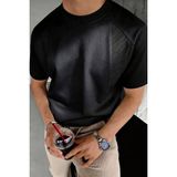 Genius Store erkek Tişört Basic Bisiklet Yaka Tişört Rahat Kesim Dökümlü Günlük Spor Tshirt GARNİ-5050 - XL - Siyah