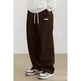 Genius Store Genıus Erkek Pantolon Fitilli Kadife Bol Paça Oversize Pantolon - Kahverengi