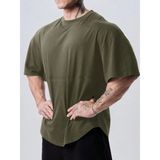 Genius Store Genius Erkek Spor Tişört Oversize Fitness & Gym Antrenman Tişörtü - 2XL - Haki