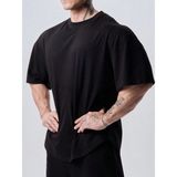 Genius Store Genius Erkek Spor Tişört Oversize Fitness & Gym Antrenman Tişörtü - 2XL - Siyah