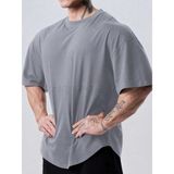 Genius Store Genius Erkek Spor Tişört Oversize Fitness & Gym Antrenman Tişörtü - Gri