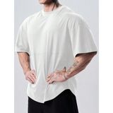 Genius Store Genius Erkek Spor Tişört Oversize Fitness & Gym Antrenman Tişörtü - L - Beyaz