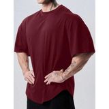 Genius Store Genius Erkek Spor Tişört Oversize Fitness & Gym Antrenman Tişörtü - L - Bordo