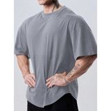 Genius Store Genius Erkek Spor Tişört Oversize Fitness & Gym Antrenman Tişörtü - L - Gri