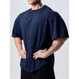 Genius Store Genius Erkek Spor Tişört Oversize Fitness & Gym Antrenman Tişörtü - L - Lacivert