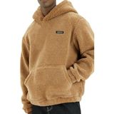 Genius Store Genıus Store Erkek Kapüşonlu Polar Sherpa Kuzu Kumaş Içi Şardonlu Kapüşonlu sweatshırt Sherpa-Kap - Bej