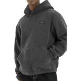 Genius Store Genıus Store Erkek Kapüşonlu Polar Sherpa Kuzu Kumaş Içi Şardonlu Kapüşonlu sweatshırt Sherpa-Kap - Füme