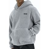 Genius Store Genıus Store Erkek Kapüşonlu Polar Sherpa Kuzu Kumaş Içi Şardonlu Kapüşonlu sweatshırt Sherpa-Kap - Gri