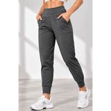 Genius Store Kadın Eşofman Yüksek Bel Jogger Scuba Kumaş Cepli Rahat Kesim Jogger Eşofman Altı - Füme - XS
