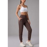 Genius Store Kadın Eşofman Yüksek Bel Jogger Scuba Kumaş Cepli Rahat Kesim Jogger Eşofman Altı - Kahverengi - XS
