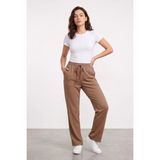 Genius Store Kadın Pantolon Beli Lastikli Cepli Rahat Kalıp Kadın Spor Pantolon KADIN-POLİVİSKON - Vizon