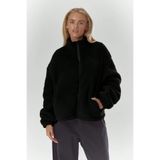 GENIUS STORE Kadın Peluş Tam Fermuarlı Cepli Sherpa Kuzu Kumaş Oversize Peluş Polar Sweatshirt