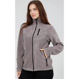 Genıus Store Kadın Polar Tam Fermuarlı Outdoor 3 Cepli Polar Ceket - Açık Gri