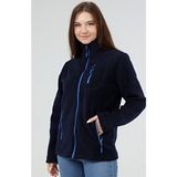 Genıus Store Kadın Polar Tam Fermuarlı Outdoor 3 Cepli Polar Ceket - Lacivert