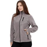 Genius Store Kadın Polar Tam Fermuarlı Outdoor 3 Cepli Spor Polar Ceket Açık Gri S