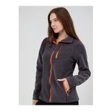 Genius Store Kadın Polar Tam Fermuarlı Outdoor 3 Cepli Spor Polar Ceket Füme Xl